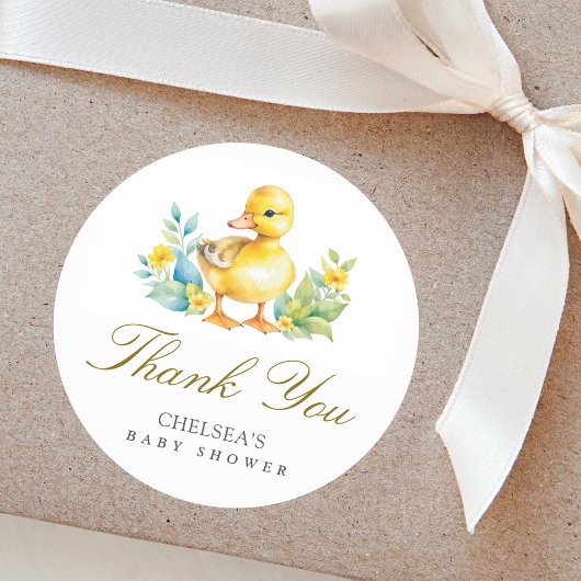 Little Ducking Duck Baby Shower Thank You ラウンドシール