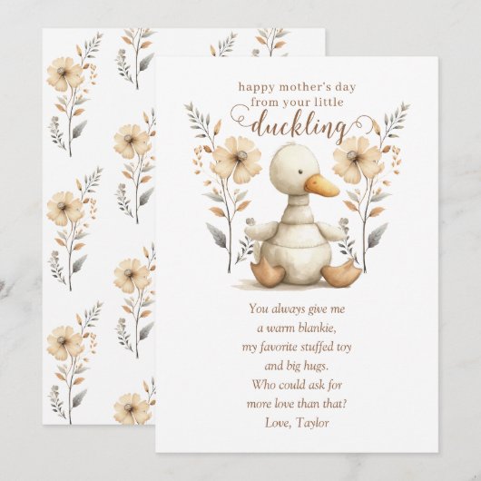 Little Ducking First Mother's Day Greeting Card 招待状 (正面/裏面)