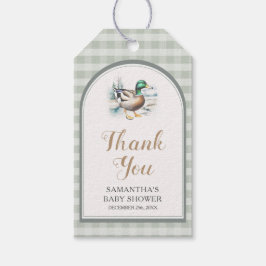 Little Ducking Gingham Baby Showerありがとう ギフトタグ