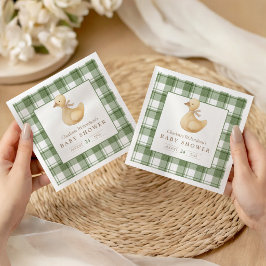 Little Duckling | クラシックなニュートラルギンガム スタンダードカクテルナプキン