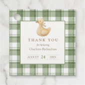 Little Duckling | クラシックな中性ギンガム柄のギフト フェイバータグ (正面)