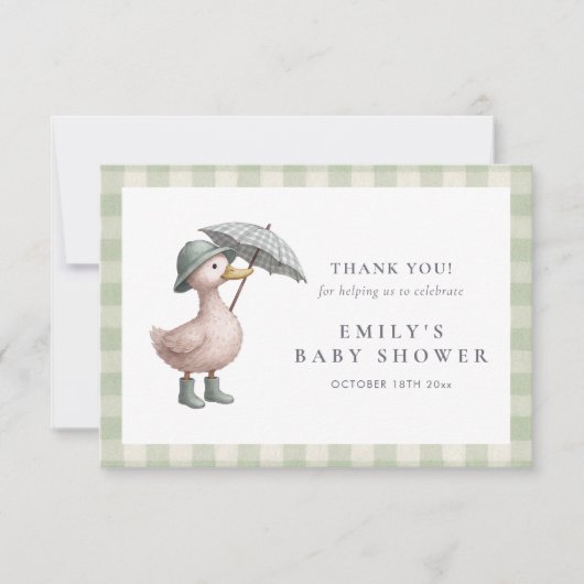 Little Duckling Baby Shower Thank You Card サンキューカード (正面)