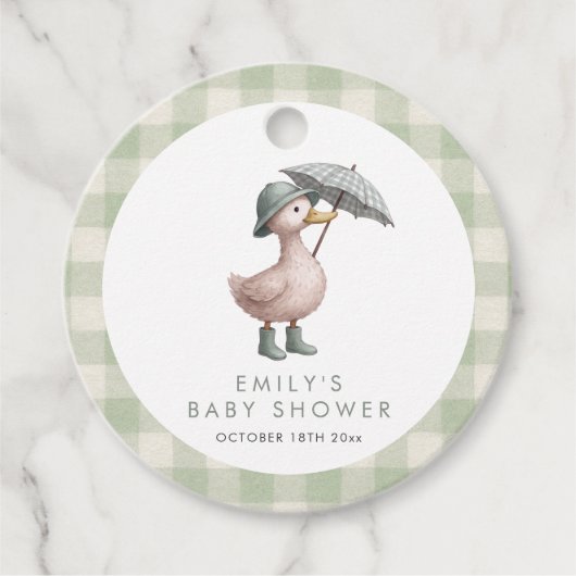 Little Duckling Gender Neutral Baby Shower フェイバータグ (正面)