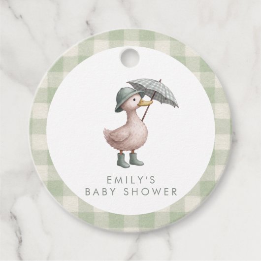 Little Duckling Gender Neutral Baby Shower フェイバータグ (正面)