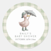 Little Duckling Gender Neutral Baby Shower ラウンドシール (正面)