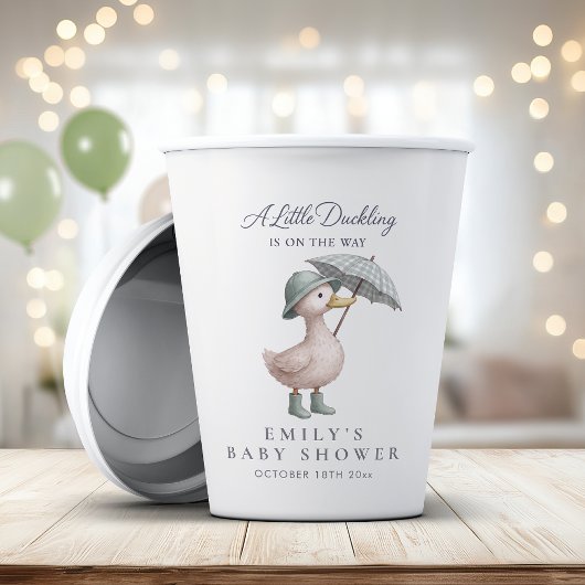 Little Duckling Green Gender Neutral Baby Shower 紙コップ