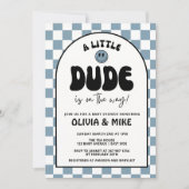 Little Dude Baby Shower Invitation, Rad Little Dud 招待状 (正面)