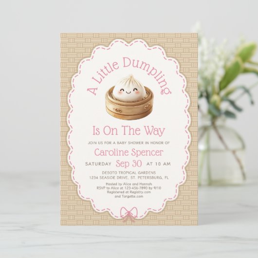 Little Dumpling Baby Shower 招待状 (スタンド正面)
