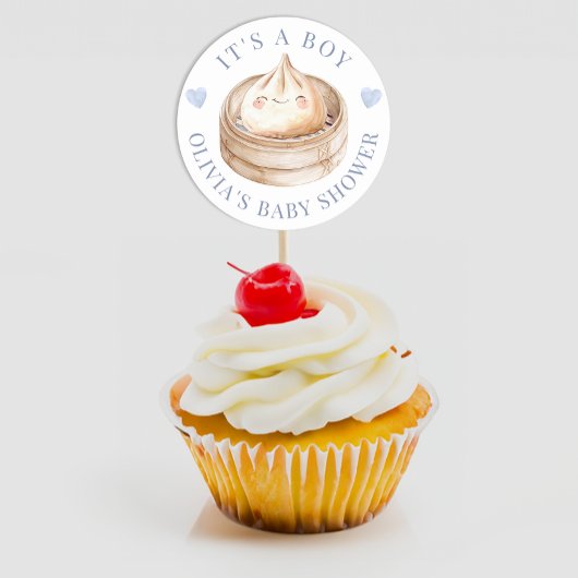 Little Dumpling Blue男の子のシャワーのお気に入り ラウンドシール