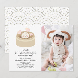 Little Dumpling Gender-neutral誕生日写真 招待状