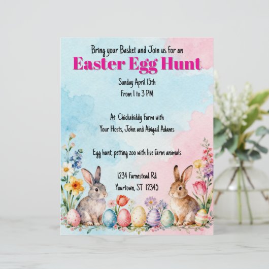 Little Easter Bunnies Egg Hunt Invitation (スタンド正面)