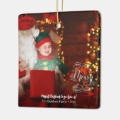 Little Elf Sees Santa Merry Holiday Greeting セラミックオーナメント (左)