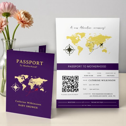 little explorer Baby Shower Passport Card 案内状