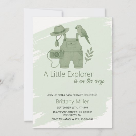 Little Explorer Gender Neutral Baby Shower 招待状 (正面)