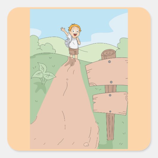 Little Explorer Hiking Adventure スクエアシール (正面)