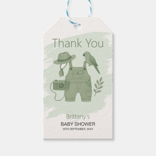 Little Explorer Is On The Way Baby Shower ギフトタグ (正面)