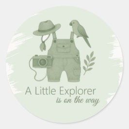Little Explorer Is On The Way Baby Shower ラウンドシール