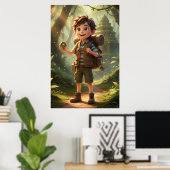 Little Explorer Jungle Adventure Art Poster ポスター (ホームオフィス)