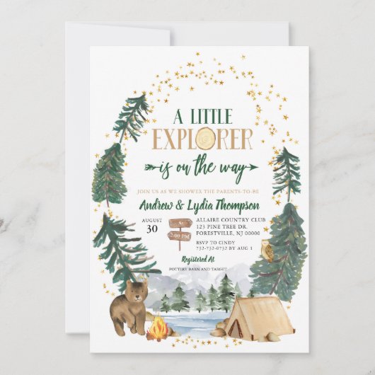 Little Explorer on the wayベビーシャワー招待状 招待状 (正面)