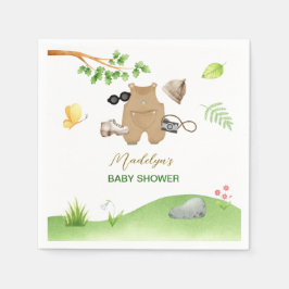 Little Explorer Woodland Forest Hiking Baby Shower スタンダードカクテルナプキン