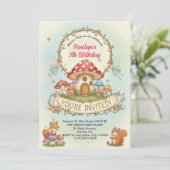 Little Fairies House Mushrooms 5th Birthday Party 招待状 (スタンド正面)