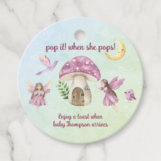 Little Fairy Baby shower - Pop it when she pops! フェイバータグ (正面)