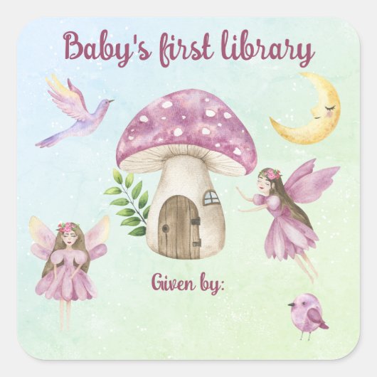 Little Fairy Baby's first library スクエアシール (正面)