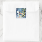 Little Fairy Decorating Christmas Trees スクエアシール (バッグ)