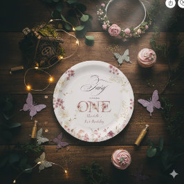 Little Fairy Floral Garden First Birthday  ペーパープレート