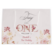 Little Fairy Floral Garden First Birthday  ラージペーパーバッグ (正面)