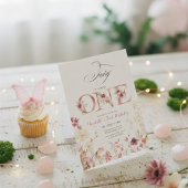 Little Fairy Floral Garden First Birthday 招待状