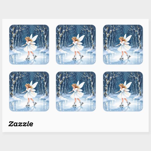 Little Fairy Ice Skating Christmas スクエアシール (シート)