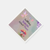 Little Fairy Mushroom House Butterflies Any Age スタンダードカクテルナプキン (角)