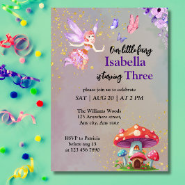 Little Fairy Mushroom House Butterflies Any Age 招待状