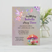 Little Fairy Mushroom House Butterflies Any Age 招待状 (スタンド正面)