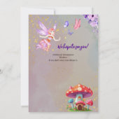 Little Fairy Mushroom House Butterflies Any Age 招待状 (裏面)