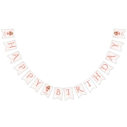 Little Fairy Pink Butterfly Any Age  バンティングフラッグ (全)