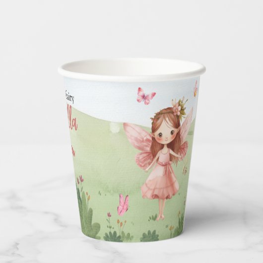 Little Fairy Pink Castle Butterfly Any Age  紙コップ (裏面)