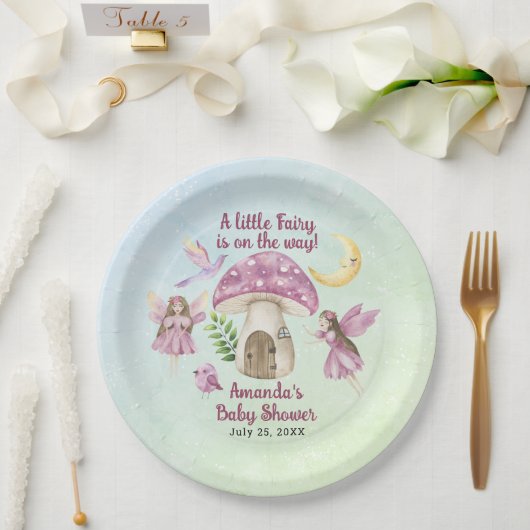 Little Fairy Whimsical Baby Shower ペーパープレート (ウェディング)