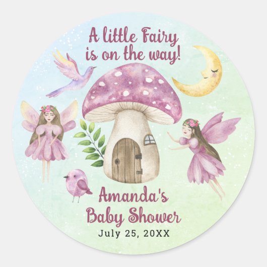 Little Fairy Whimsical Baby Shower ラウンドシール (正面)