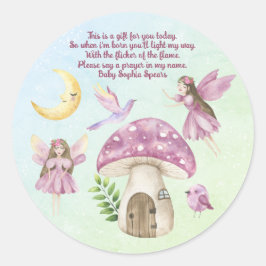 Little Fairy Whimsical Baby Shower Prayer ラウンドシール
