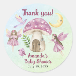 Little Fairy Whimsical Baby Shower Thank you ラウンドシール