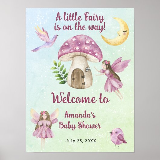 Little Fairy Whimsical Baby Shower Welcome ポスター (正面)