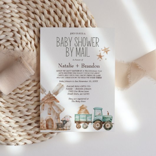 Little Farm Nursery Animals By Mail ベビーシャワー 招待状