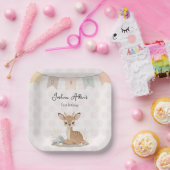 Little Fawn Woodland First Birthday ペーパープレート (パーティー)