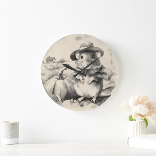 Little field mouse farming ラージ壁時計 (ホーム)