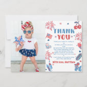 Little Firecrackerの7月の4th誕生日写真 サンキューカード (正面)