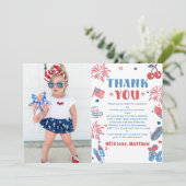 Little Firecrackerの7月の4th誕生日写真 サンキューカード (スタンド正面)