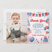 Little Firecrackerの7月の4th誕生日写真 サンキューカード (正面)