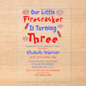 Little Firecracker 3rd Birthday アクリル招待状 (正面)